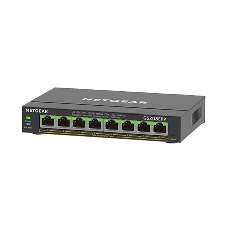 Switch Ethernet 8 ports Gigabit NETGEAR GS308 manageable PoE+