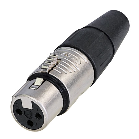 Fiche XLR 3 points femelle droite REAN RC3F (XLR 3F) - Corps Nickel