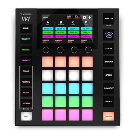 Contrôleur DMX intuitif 4 univers 20 pads WOLFMIX-W1