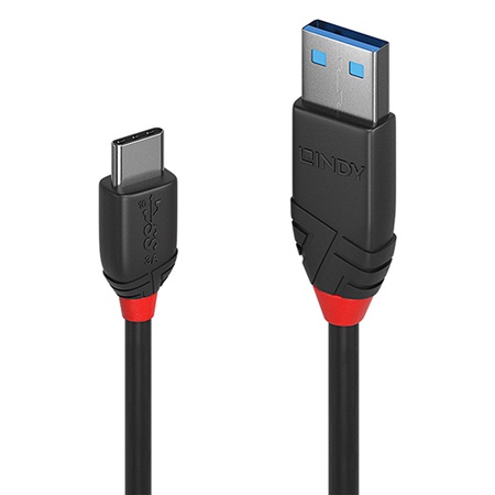 Cordon USB 3.2 Gen 2 Type-C/A LINDY - Longueur : 1,5m - Noir