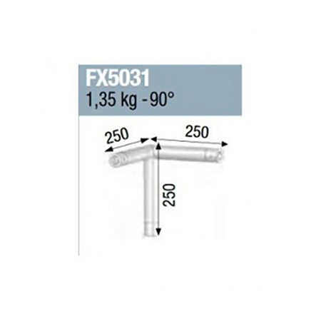 Angle 3 départs, 3D, pied droit, pour série FX50 ASD, couleur ALU