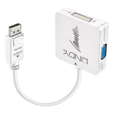 Adaptateur actif LINDY DisplayPort 1.2 mâle - HDMI, VGA et DVI-D