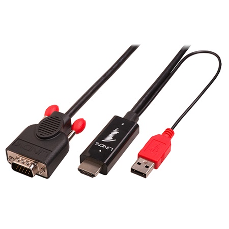 Cordon LINDY HDMI + USB vers VGA - Longueur 2m