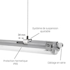 Réglette IP65 pour 1 tube fluo G13 120cm - SPECTRUM LED