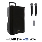 Sono portable 15'' 100W RMS avec 2 micros HF, bluetooth, USB et SD