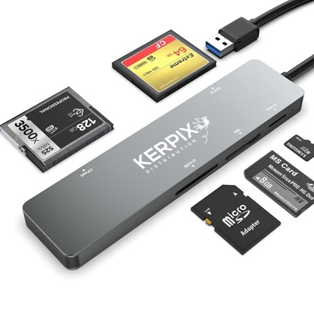 Lecteur 5 en 1 KERPIX RO308 pour carte mémoire MS, SD 4.0, TF 4.0, CF