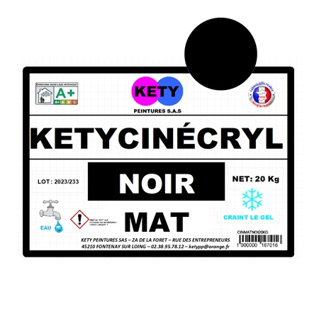 Peinture KETY Cinécryl Noir mat déco - 1Kg