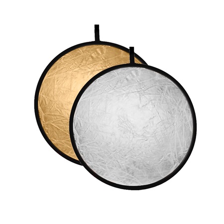 Disque réflecteur rond pliant CARUBA 2 en 1 Or / Argent - Diam: 60cm 