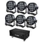 PAR led IP65 sur batterie 12 x 18W RGBWAUV en flight case FLASH
