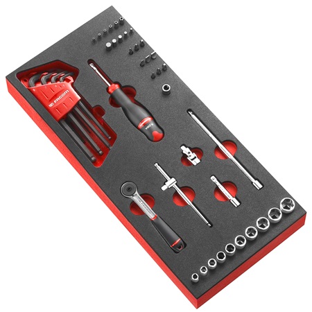 Module mousse FACOM - cliquet-douilles 6 pans R161-36PB
