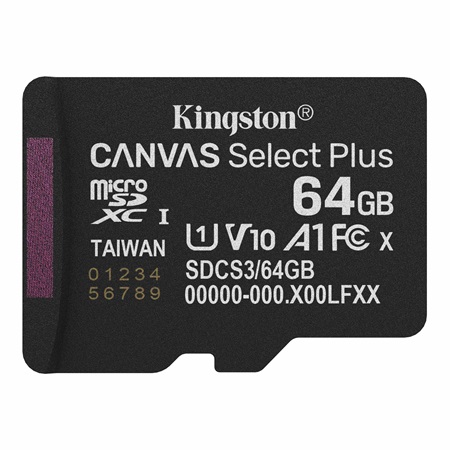 Carte mémoire KINGSTON Micro SD Canvas Select Plus - 64Go 