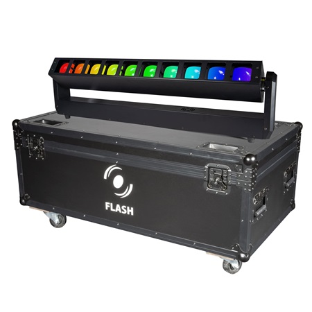 Pack de 4 barres led motorisées Flash 10 x 40W RGBW + flight case 