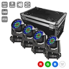 Pack de 4 wash led Flash 19 x 15W RGBW zoom 10° à 60° + flight-case