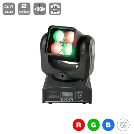 Lyre compacte type wash led 4 x 15W RGBW avec zoom Flash