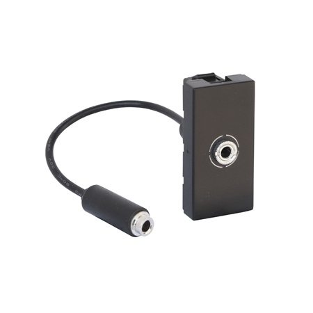 Prise Jack femelle 3,5mm préconnectorisée Mosaic 1 module - noir mat