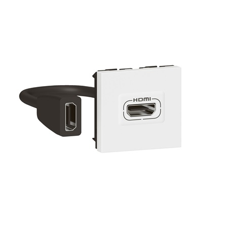 Prise HDMI Type-A 2.0 préconnectorisée Mosaic 2 modules - blanc