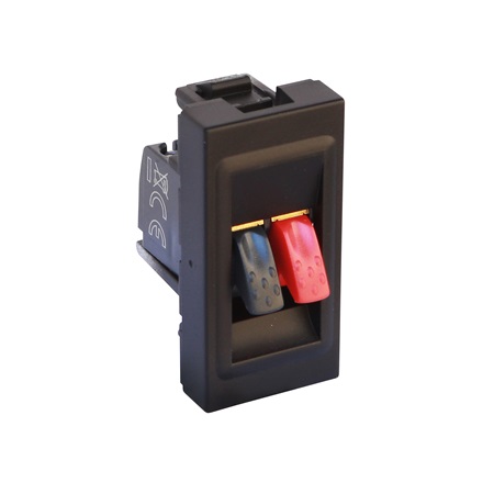 Prise haut-parleur Mosaic 1 module avec bornier 4mm² - noir mat