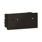 Double prise de courant 2P+T Surface Mosaic 4 modules - noir mat