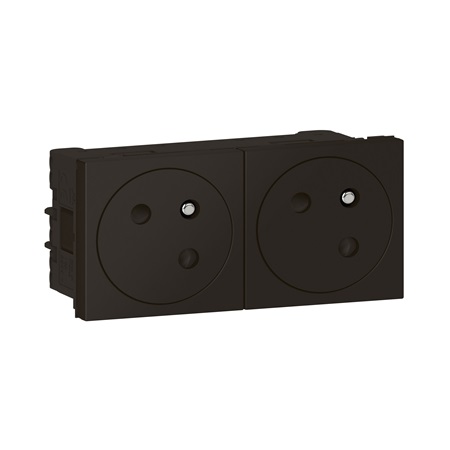 Double prise de courant 2P+T Surface Mosaic 4 modules - noir mat