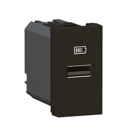 Prise USB Type-A Mosaic 3A 15W 1 module - noir mat