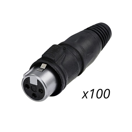 Lot de 100 fiches XLR 3 points femelle droite REAN RCX3F-Z (XLR 3F)