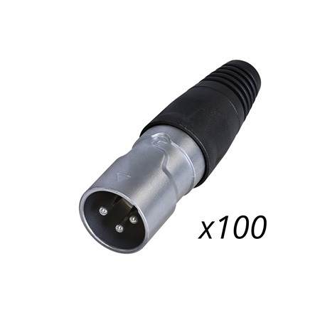 Lot de 100 fiches XLR 3 points mâle droite REAN RCX3M-Z (XLR 3M)