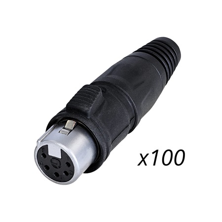 Lot de 100 fiches XLR 5 points femelle droite REAN RCX5F-Z (XLR 5F)