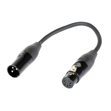Cordon adaptateur DMX 3 points mâle - 5 points femelle - BLACKCABLE 