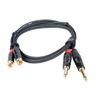 Cordon 2x Jack 6.35 mono - 2x RCA mâle - Premium - 1m - BLACKCABLE