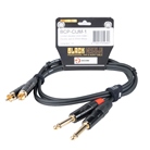 Cordon 2x Jack 6.35 mono - 2x RCA mâle - Premium - 1m - BLACKCABLE