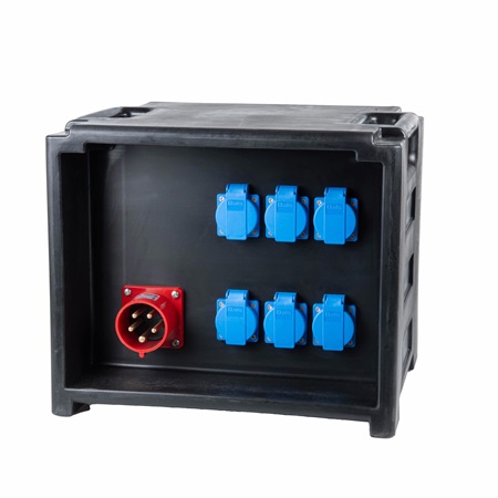 Coffret empilable Bals P17 32A tétra vers 6 fiches NF 16A + diff 30mA