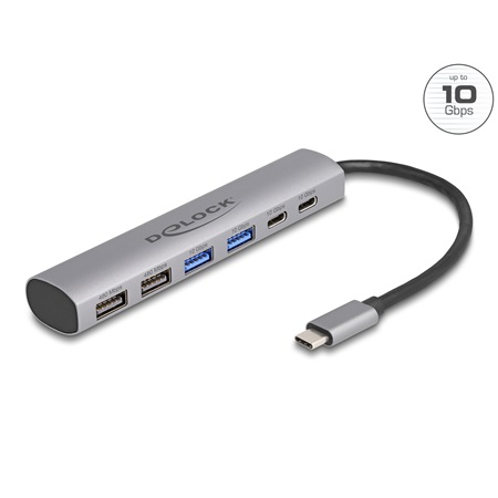 Hub USB 10Gb/s DELOCK 2 ports USB Type C, 2 USB Type A