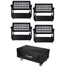 Pack de 4 wallwasher led sur batterie 18 x 20W RGBWAUV + acc FLASH