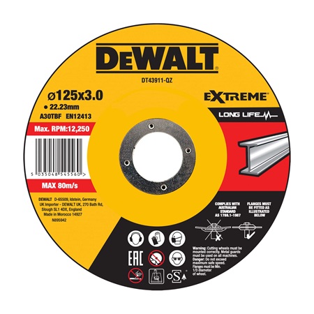 Disque à tronçonner le métal 125X22.2 mm DEWALT