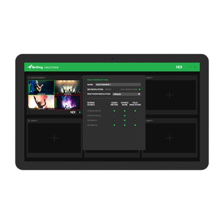 Logiciel 6 sorties 2x2 BirdDog Multiview Lite - NDI Multiviewer