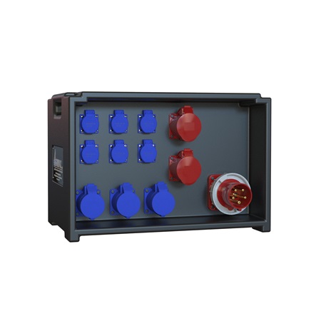 Coffret caoutchouc IP44 P17 63A 5p vers 2 P1732T + 3 P1732M + 6NF