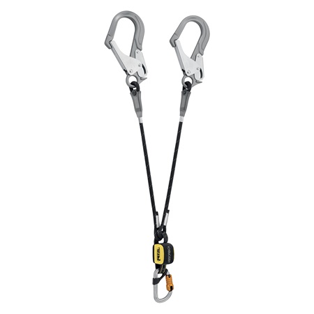 Longe double avec absorbeur d'énergie intégré et connecteurs MGO PETZL