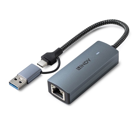 Adaptateur LINDY USB 3.2 type C mâle - Ethernet Multi-Gigabit RJ45
