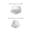 Détecteur PIR 360° Kosnic FALCO ON/OFF à encastrer ou en saillie 