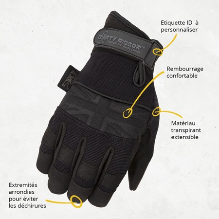 Paire de gants renforcé polyvalent DIRTY RIGGER Noir - Taille L