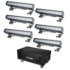 Pack de 6 x barres IP65 sur batterie 9 x 20W RGBWA+UV Flash + flight