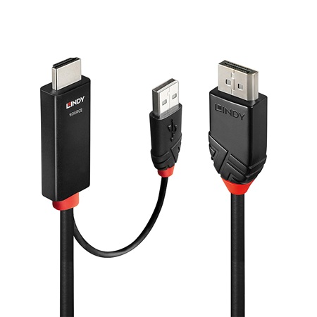 Lindy 41498 Câble adaptateur HDMI vers DisplayPort 4K60Hz 1m