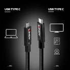 LINDY 43439 Câble actif USB 3.2 Type C 10 Gbit/s 8K60 100 W, 8 m