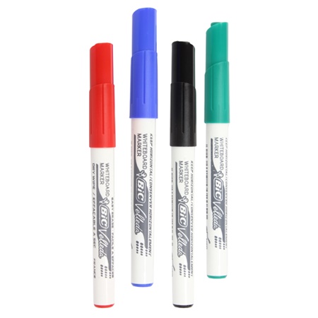 Lot de 4 feutres ou marqueurs  effaçables BIC Velleda - 1,5mm