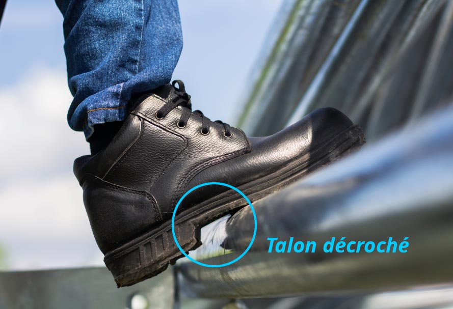 Chaussure de sécurité avec ou sans talon ‘’décroché’’