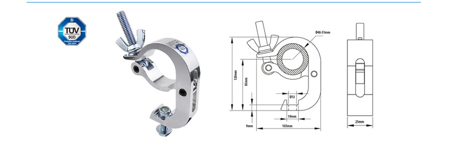 Collier double à rotation 360° 48-51mm alu CMU 300 kg KUPO